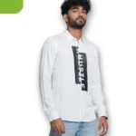 Mens Long Sleeve Shirt White/Yellow