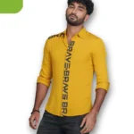 Mens Long Sleeve Shirt Mustard