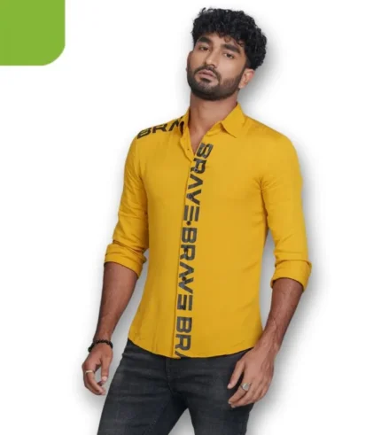 Mens Long Sleeve Shirt Mustard