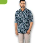 Mens Casual Shirt Black-Green