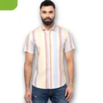 Multicolour Striped Cotton - Fitted Shirt