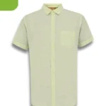 Pastel Yellow Textured Cotton Fitted-Shirt